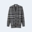 버버리 체크 울 캐시미어 자카드 오버사이즈 가디건 미드 그레이