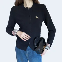 버버리 체크 포인트 가디건 블랙