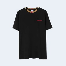 버버리 아이콘 스트라이프 트림 코튼 티셔츠 블랙