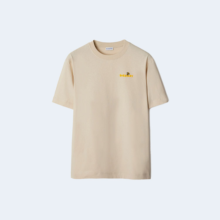 버버리 Bee 로고 코튼 티셔츠 베이지