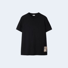 버버리 체크라벨 코튼 티셔츠 블랙