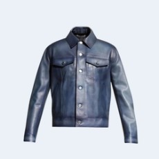 벨루티 램스킨 데님 파티나 가죽 블루종