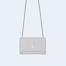 생로랑 케이트 미디엄 백 그레이 실버