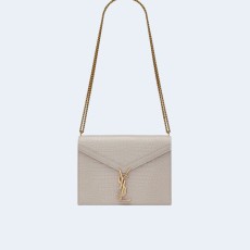 생로랑 크로커다일 카산드라 클래스프 백 화이트