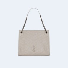 생로랑 빈티지 니키 쇼퍼백 화이트