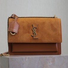 생로랑 선셋백 스웨이드 미듐 금장