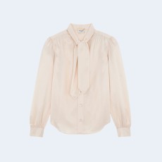 생로랑 실크 새틴 라발리에르 넥 블라우스