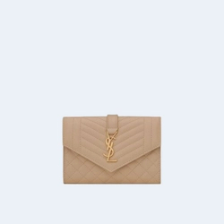 생로랑 엔벨로프 스몰 지갑 베이지 골드