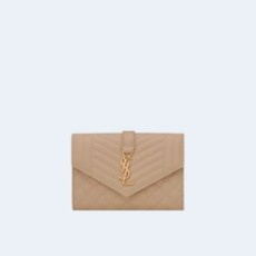 생로랑 엔벨로프 스몰 지갑 베이지 골드
