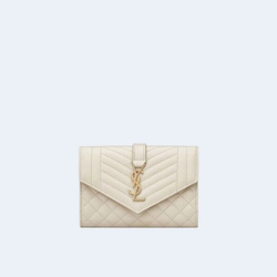 생로랑 엔벨로프 스몰 지갑 화이트 골드