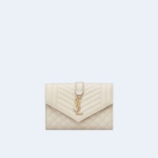 생로랑 엔벨로프 스몰 지갑 화이트 골드
