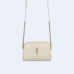 생로랑 퀄티드 GABY 지퍼 파우치 화이트