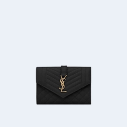 생로랑 엔벨로프 스몰 지갑 블랙 골드
