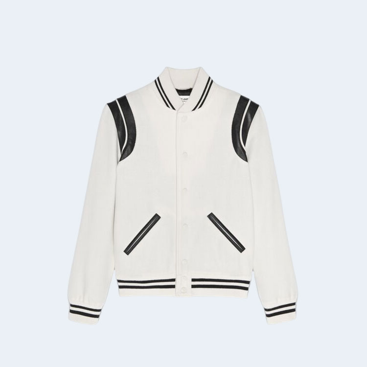 생로랑 테디 레더 자켓 화이트