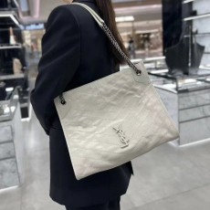 생로랑 니키 쇼핑 빈티지 레더 화이트