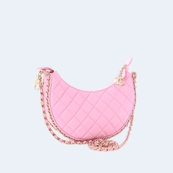 샤넬 램스킨 퀄팅 스몰 호보백 핑크