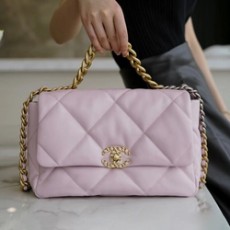 샤넬 19백 라지 골드 체인 램스킨 핑크