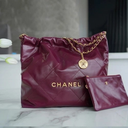 샤넬 22백 미디엄 버건디 금장