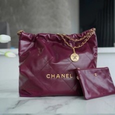 샤넬 22백 미디엄 버건디 금장