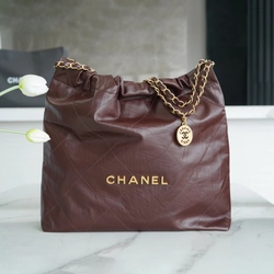 샤넬 22백 미디엄 다크 브라운 금장