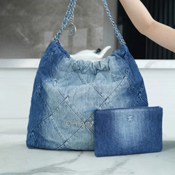 샤넬 22백 미디엄 데님 은장