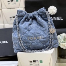 샤넬 22백 스몰 블루 & 실버메탈