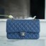 샤넬 클래식 미디엄 블루 금장 캐비어