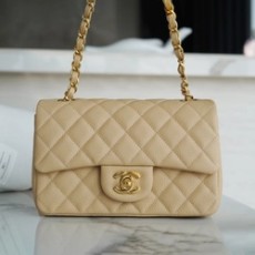 샤넬 클래식 미니 베이지 금장 캐비어