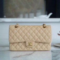 샤넬 클래식 미디엄 베이지 금장 캐비어