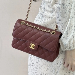 샤넬 클래식 캐비어 버건디 골드