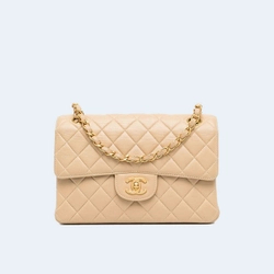 샤넬 클래식  스몰 카프스킨 베이지 골드