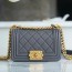 샤넬 보이백 미니 다크 그레이 금장 캐비어