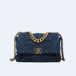 샤넬 19백 미디엄(스몰) 골드 체인 데님 블루