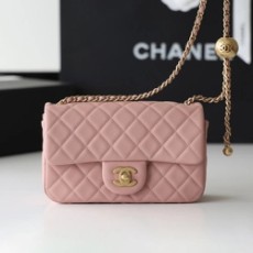 샤넬 램스킨 쁘띠삭 플랩백 핑크 골드 미니