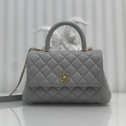 샤넬 24A COCO 탑 핸드 캐비어 백 그레이