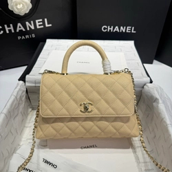 샤넬 24A COCO 탑 핸드 캐비어 백
