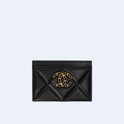 샤넬 19 카드홀더 램스킨&골드 메탈 블랙