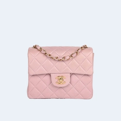 샤넬 램스킨 핑크 퀄트 미니백
