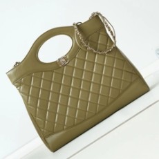 샤넬 31 라지 쇼핑백 토트백 올리브 금장