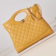 샤넬 31 라지 쇼핑백 토트백 옐로우 금장