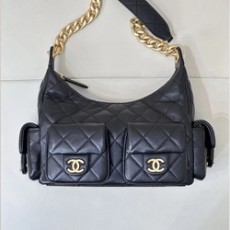 샤넬 25C 크루즈 맥시 호보백 램스킨 골드 미디움