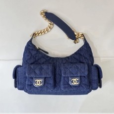 샤넬 25C 크루즈 맥시 호보백 데님 골드 미니