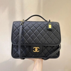 샤넬 백팩 제니백 캐비어 라지 블랙 금장
