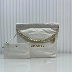 샤넬 22백 라지 화이트 금장