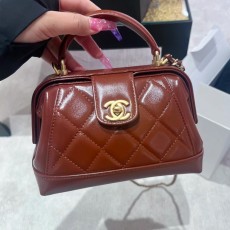 샤넬 핸들 장식 미니백 샤이니 램스킨 브라운