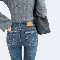 샤넬 로고 데님 진