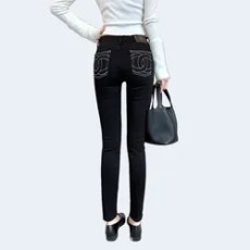 샤넬 로고 블랙 진