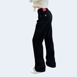 샤넬 로고 메탈 데님 팬츠 블랙