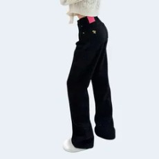 샤넬 로고 메탈 데님 팬츠 블랙