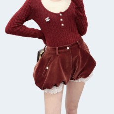 샤넬 레이스 퍼프 숏 팬츠